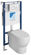   AQUALINE 10AB02002-SET5 ABSOLUT RIMLESS fali WC, beépíthető tartállyal, nyomógombbal és soft close ülőkével 