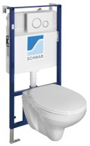   AQUALINE LC1582-SET5 TAURUS fali WC, beépíthető tartállyal, nyomógombbal és soft close ülőkével 