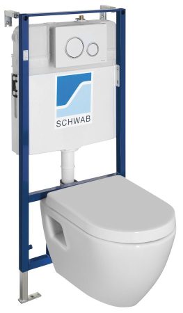 AQUALINE NS952-SET5 NERA Fali WC, beépíthető tartállyal, nyomógombbal és soft close ülőkével 