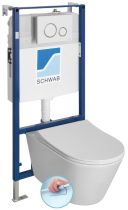   AVVA 100314-SET5 RIMLESS fali WC, beépíthető tartállyal, nyomógombbal és soft close ülőkével