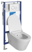   AVVA 100315-SET5 RIMLESS fali WC bidézuhannyal, csapteleppel, beépíthető tartállyal, nyomógombbal és soft close ülőkével 