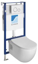   BRILLA 100614-SET5 RIMLESS, fali WC, beépíthető tartállyal, nyomógombbal és soft close ülőkével 