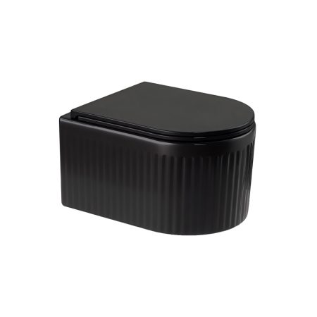 Invena GLAMOUR Függesztett, Bordázott Wc, Csendes Öblítéssel, soft close tetővel, fekete
