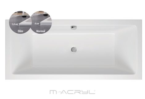 M-acryl Sabina Slim 160x75 egyenes akril kád