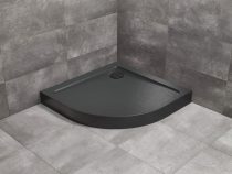   Radaway Doros Stone A íves kőhatású akril fekete zuhanytálca előlappal 