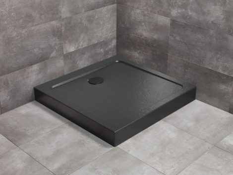 Radaway Doros Stone C kőhatású akril szögletes fekete zuhanytálca előlappal Radaway Doros Stone C kőhatású akril szögletes fekete zuhanytálca előlappal