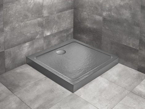 Radaway Doros Stone C kőhatású akril szögletes antracit zuhanytálca előlappal