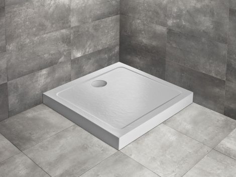 Radaway Doros Stone C  kőhatású akril szögletes fehér zuhanytálca előlappal