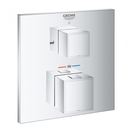 Grohe Grohtherm Cube termosztátos kádkeverő, 2 kimenethez, elzáró szeleppel